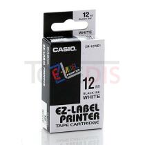 Originln pska Casio XR-12WE1, 12mm, ern tisk na blm podkladu